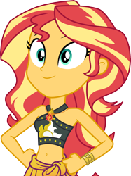 Size: 3000x4016 | Tagged: safe, artist:cloudy glow, derpibooru import, sunset shimmer, better together, equestria girls, unsolved selfie mysteries, .ai available, bare shoulders, clothes, simple background, sleeveless, solo, swimsuit, transparent background, vector