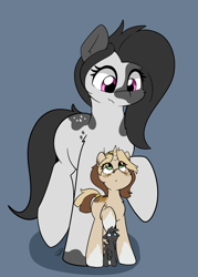 Size: 1692x2362 | Tagged: safe, artist:taurson, derpibooru import, oc, oc:inkenel, oc:oretha, pony, unicorn, macro, micro, size difference