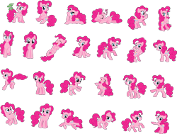 Size: 12566x9513 | Tagged: safe, derpibooru import, gummy, pinkie pie, alligator, earth pony, pony, g4, .svg available, bipedal, biting, female, hoofbump, lying down, mare, multeity, official, onomatopoeia, simple background, sitting, sleeping, solo, sound effects, stock vector, svg, too much pink energy is dangerous, transparent background, vector, zzz