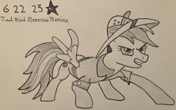 Size: 3032x1898 | Tagged: safe, artist:mlpfantealmintmoonrise, derpibooru import, daring do, pegasus, g4, atg 2023, female, mare, newbie artist training grounds, pen drawing, pencil drawing, photo, signature, solo, solo focus, traditional art