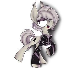 Size: 3000x2600 | Tagged: safe, artist:alandisc, derpibooru import, bat pony, hybrid, pony, unicorn, bat pony unicorn, bedroom eyes, broken horn, clothes, discorded, dyed mane, dyed tail, ear tufts, emo, gerard way, horn, jacket, looking at you, makeup, male, ponified, raised hoof, raised leg, simple background, smiling, smiling at you, solo, species swap, tail, the black parade, transparent background