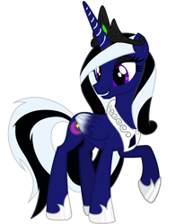 Size: 1002x1280 | Tagged: safe, artist:hancar, artist:nightlightartz, derpibooru import, oc, oc only, oc:nightfall heart, alicorn, alicorn oc, base used, black eyeshadow, colored wings, crown, eyeshadow, female, folded wings, gradient wings, hoof shoes, horn, jewelry, makeup, mare, peytral, purple eyes, regalia, simple background, solo, tiara, transparent background, wings