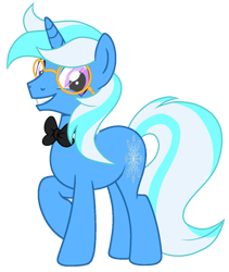 Size: 1043x1236 | Tagged: safe, artist:lavender-bases, artist:nightlightartz, derpibooru import, oc, oc only, oc:silver froze, unicorn, base used, bowtie, glasses, grin, horn, looking at you, male, purple eyes, raised hoof, raised leg, round glasses, simple background, smiling, solo, stallion, standing, transparent background, unicorn oc