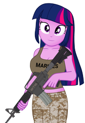 Size: 1800x2600 | Tagged: safe, artist:ah96, artist:edy_january, artist:tharn666, derpibooru import, editor:ah96, editor:edy_january, twilight sparkle, human, equestria girls, assault rifle, big breasts, breasts, camouflage, carbine, clothes, counter-strike, gun, headlight sparkle, lieutenant, link in description, looking at you, m4a1, m4s, marine, marines, military, rifle, sexy, simple background, smiling, smiling at you, soldier, solo, stupid sexy twilight, tanktop, transparent background, trigger discipline, usmc, weapon, xm177e1, xm4