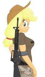 Size: 2163x3742 | Tagged: safe, artist:ah96, artist:edy_january, artist:tharn666, derpibooru import, edit, editor:ah96, applejack, human, equestria girls, angry, applejack's hat, applerack, assault rifle, breasts, clothes, cowboy hat, gun, hat, link in description, looking at you, m16, m16a4, marine, marines, military, military uniform, rifle, shirt, simple background, soldier, solo, stupid sexy applejack, t-shirt, transparent background, uniform, usmc, vector, vector edit, weapon