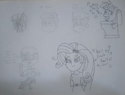 Size: 1885x1440 | Tagged: safe, derpibooru import, rarity, twilight sparkle, equestria girls, but why, concept art, sketch, sketch dump, sketchbook, toilet