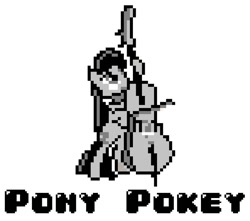 Size: 775x684 | Tagged: safe, artist:baron-kettell, artist:polygonical, derpibooru import, octavia melody, earth pony, pony, season 1, the best night ever, 8-bit, bipedal, cello, female, game boy, grayscale, mare, monochrome, musical instrument, pixel art, pony pokey, simple background, solo, song cover, white background