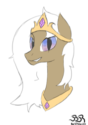 Size: 2480x3508 | Tagged: safe, artist:bifrose, derpibooru import, oc, oc:aurora blossom, crown, female, jewelry, regalia, simple background, solo, tiara, white background