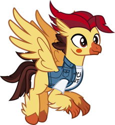 Size: 1487x1618 | Tagged: safe, artist:lightningbolt, derpibooru exclusive, derpibooru import, classical hippogriff, hippogriff, pony, .svg available, beak, clothes, colored pupils, facial markings, flying, jacket, male, nick martin, ponified, shirt, show accurate, simple background, sleeping with sirens, smiling, solo, species swap, spread wings, svg, t-shirt, talons, transparent background, undershirt, vector, wings