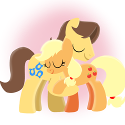 Size: 1400x1400 | Tagged: safe, artist:mlplary6, derpibooru import, applejack, caramel, earth pony, pony, carajack, duo, eyes closed, female, hug, love, male, mare, shipping, stallion, straight