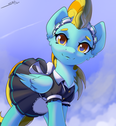 Size: 2300x2500 | Tagged: safe, artist:skitsroom, derpibooru import, lightning dust, pegasus, pony, clothes, cute, dustabetes, female, maid, mare, solo