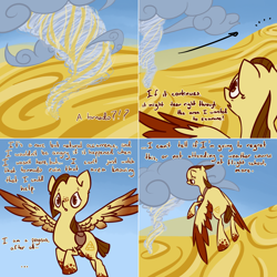 Size: 1002x1002 | Tagged: safe, artist:celadonlonghorn, derpibooru import, oc, oc:desert eagle, pegasus, pony, ask desert eagle, colored wings, female, flying, gradient wings, mare, solo, tornado, wings