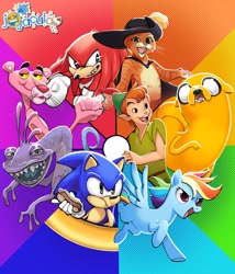 Size: 1752x2048 | Tagged: safe, artist:xcolorblisssketchx, derpibooru import, rainbow dash, adventure time, color wheel, color wheel challenge, jake the dog, knuckles the echidna, monsters inc., peter pan, puss in boots, randall boggs, sonic the hedgehog, sonic the hedgehog (series), the pink panther