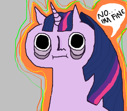 Size: 661x573 | Tagged: safe, artist:seniorpony, derpibooru import, twilight sparkle, unicorn twilight, pony, unicorn, dark circles, dialogue, human facial structure, human nose, looking at you, ms paint, solo, staring into your soul, stylistic suck, tired