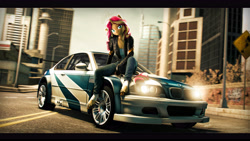 Size: 9600x5400 | Tagged: safe, artist:imafutureguitarhero, derpibooru import, sunset shimmer, anthro, classical unicorn, unguligrade anthro, unicorn, 3d, absurd file size, absurd resolution, black bars, bmw, bmw m3 gtr, car, cheek fluff, chest fluff, chest freckles, chromatic aberration, clothes, cloven hooves, colored eyebrows, colored eyelashes, crossover, ear fluff, ear freckles, ears, female, film grain, fingerless gloves, floppy ears, fluffy, freckles, fur, gloves, graffiti, headlights, hoof fluff, hoof wraps, horn, jacket, key, leather, leather gloves, leather jacket, leg wraps, leonine tail, long hair, long mane, looking at you, mare, multicolored hair, multicolored mane, multicolored tail, need for speed, need for speed: most wanted, one ear down, outdoors, paintover, pants, peppered bacon, revamped anthros, revamped ponies, road, road sign, shirt, signature, sitting on car, smiling, smiling at you, solo, source filmmaker, streetlight, tail, unshorn fetlocks, wall of tags