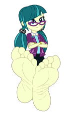 Size: 2000x3600 | Tagged: safe, artist:mixiepie, derpibooru import, juniper montage, equestria girls, movie magic, spoiler:eqg specials, barefoot, base, base used, clothes, crossed arms, feet, female, fetish, foot fetish, foot focus, glasses, pigtails, simple background, skirt, smiling, soles, solo, toes, transparent background, vector