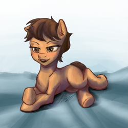 Size: 1919x1919 | Tagged: safe, artist:katty_miay_art, derpibooru import, earth pony, pony, crossover, eyebrows, eyelashes, female, lidded eyes, looking at you, luz noceda, lying down, ponified, solo, species swap, the owl house