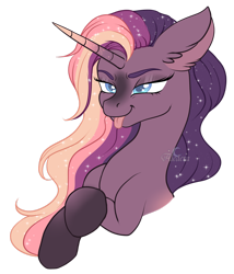 Size: 1280x1496 | Tagged: safe, artist:aledera, derpibooru import, oc, pony, unicorn, bust, female, mare, signature, simple background, smiling, smirk, solo, tongue, tongue out, transparent background