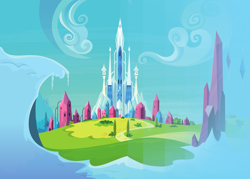 Size: 6491x4658 | Tagged: safe, derpibooru import, g4, .svg available, background, building, cloud, crystal castle, crystal empire, official, scenery, sky, snow, stock vector, vector