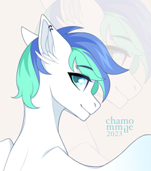 Size: 3050x3443 | Tagged: safe, artist:chamommile, derpibooru import, oc, oc only, pegasus, pony, bust, commission, cute, ear fluff, ear piercing, earring, ears, ears up, jewelry, light skin, looking at you, male, pegasus oc, piercing, portrait, simple background, smiling, smiling at you, solo, white background, wings, ych result, zoom layer