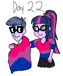 Size: 3000x3612 | Tagged: safe, artist:horroraceman93, derpibooru import, microchips, sci-twi, twilight sparkle, equestria girls, bi twi, bilight sparkle, bisexual pride flag, female, male, microlight, mouthpiece, pride, pride flag, shipping, simple background, straight, transparent background