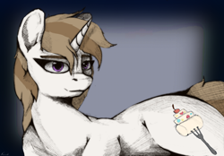 Size: 2360x1640 | Tagged: safe, artist:noxvull, derpibooru import, oc, oc:fluffy marsh, pony, unicorn, brown mane, light skin, lying down