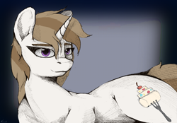 Size: 2360x1640 | Tagged: safe, artist:noxvull, derpibooru import, oc, oc:fluffy marsh, pony, unicorn, brown mane, light skin, lying down