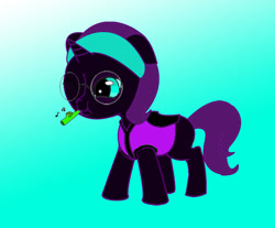 Size: 627x518 | Tagged: safe, artist:drunkendolphin77, derpibooru import, oc, oc only, oc:nyx, alicorn, pony, fanfic:past sins, alicorn oc, clothes, colored, fanfic art, female, filly, foal, glasses, gradient background, green background, headband, horn, kazoo, musical instrument, simple background, solo, vest, wings