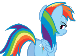 Size: 7496x5464 | Tagged: editor needed, safe, derpibooru import, edit, rainbow dash, pegasus, pony, absurd resolution, bedroom eyes, butt, caught, female, folded wings, looking at you, looking back, looking back at you, mare, messy mane, messy tail, plot, rainbutt dash, rear view, sexy, she knows, simple background, smiling, smiling at you, smirk, smug, solo, sweat, tail, transparent background, vector, wings