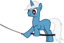 Size: 480x319 | Tagged: safe, artist:lelnn_189, derpibooru import, oc, oc only, oc:mazerath, unicorn, simple background, solo, sword, transparent background, weapon