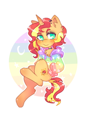 Size: 960x1280 | Tagged: safe, artist:jackytheripperart, derpibooru import, sunset shimmer, pony, unicorn, clothes, collar, ear piercing, earring, eyeshadow, hoodie, jewelry, makeup, piercing, rainbow, simple background, solo