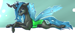 Size: 1276x560 | Tagged: safe, artist:madhotaru, derpibooru import, queen chrysalis, changeling, changeling queen, solo