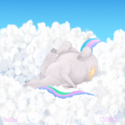 Size: 1500x1500 | Tagged: safe, artist:soobel, derpibooru import, princess celestia, alicorn, pony, atg 2023, chubbylestia, cloud, fat, newbie artist training grounds, on a cloud, sleeping, sleeping on a cloud