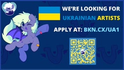 Size: 1600x900 | Tagged: safe, artist:flixanoa, derpibooru import, oc, oc:murphy, bat pony, brony kindness network, qr code, ukraine, ukraine flag