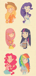 Size: 3496x7428 | Tagged: safe, artist:zzoffer, derpibooru import, applejack, fluttershy, pinkie pie, rainbow dash, rarity, twilight sparkle, human, alternate hairstyle, female, humanized, light skin, mane six