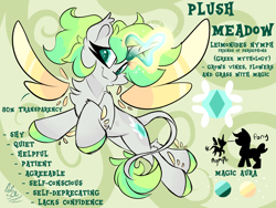 Size: 2000x1500 | Tagged: safe, artist:starcasteclipse, derpibooru import, oc, oc only, oc:plushmeadow, nymph, original species, pony, reference sheet, solo