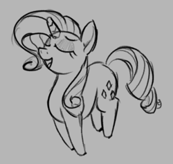 Size: 848x805 | Tagged: safe, artist:ayellowhorse, derpibooru exclusive, derpibooru import, rarity, pony, unicorn, black and white, eyes closed, grayscale, monochrome