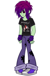 Size: 2050x3080 | Tagged: safe, artist:mxmx fw, derpibooru import, oc, oc:midnight ray, human, equestria girls 10th anniversary, equestria girls, angry, clothes, converse, denim, emo, eyeliner, frown, gloves, hair over one eye, jeans, makeup, male, male oc, my chemical romance, paint, paint splatter, pants, shirt, shoes, show accurate, simple background, solo, transparent background