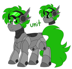 Size: 5577x5350 | Tagged: safe, artist:crazysketch101, derpibooru import, oc, oc only, oc:unit, earth pony, pony, robot, robot pony, goggles, simple background, solo, transparent background