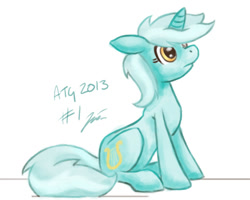 Size: 500x400 | Tagged: safe, artist:neriad, derpibooru import, lyra heartstrings, pony, unicorn, atg 2013, newbie artist training grounds, simple background, sitting, solo, white background