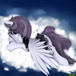 Size: 4000x4000 | Tagged: safe, artist:ser-p, derpibooru import, inky rose, pegasus, pony, absurd resolution, clothes, cloud, cute, ear fluff, ears, female, lying down, lying on a cloud, mare, on a cloud, smiling, solo