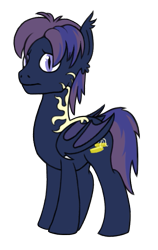 Size: 427x674 | Tagged: safe, artist:bjsampson, artist:tsswordy, derpibooru import, oc, oc only, oc:gloom trotter, bat pony, pony, collaboration, bat pony oc, looking at you, male, shy, simple background, solo, transparent background, worried