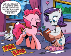 Size: 541x428 | Tagged: safe, artist:andypriceart, derpibooru import, idw, opalescence, pinkie pie, rarity, spoiler:comic42, cute, diapinkes