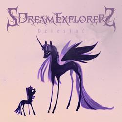 Size: 2384x2384 | Tagged: safe, artist:dearmary, derpibooru import, princess twilight 2.0, twilight sparkle, twilight sparkle (alicorn), alicorn, pony, unicorn, the last problem, album cover, duality, female, filly, filly twilight sparkle, foal, limited palette, older, older twilight, time paradox, younger