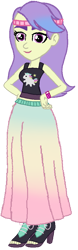 Size: 311x1002 | Tagged: safe, artist:rainbowstarcolour262, derpibooru import, snow flower, human, better together, equestria girls, bare shoulders, clothes, cutie mark on clothes, dyed hair, female, hand on hip, headband, long skirt, midriff, open-toed shoes, shoes, simple background, skirt, solo, tanktop, transparent background, wristband