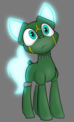 Size: 562x918 | Tagged: safe, artist:cotarsis, derpibooru import, oc, pony, robot, robot pony, :<, frown, gray background, simple background, sketch, solo, wide eyes