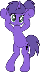 Size: 274x485 | Tagged: safe, artist:stellar-ponies, artist:tanahgrogot, derpibooru import, oc, oc only, oc:violetta cuddles belle, pony, unicorn, base used, caramelldansen, cute, dancing, happy, looking at you, ocbetes, ponytail, simple background, smiling, smiling at you, solo, transparent background