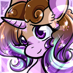 Size: 1050x1050 | Tagged: safe, artist:xizana, derpibooru import, starlight glimmer, pony, unicorn, bust, cute, furry to pony, portrait, solo, species swap, transformation