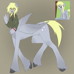 Size: 1280x1280 | Tagged: safe, artist:t0bst3r_099, derpibooru import, screencap, derpy hooves, anthro, centaur, taur, female, gray background, simple background, solo