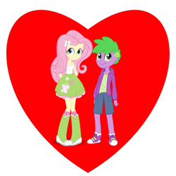 Size: 800x800 | Tagged: safe, derpibooru import, fluttershy, spike, female, flutterspike, male, shipping, shipping heart, straight